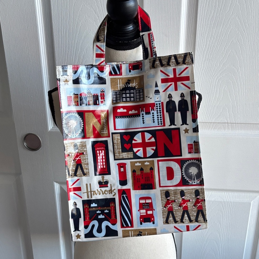 Harrods London Icon Print Tote Bag - Red, Black, Gold